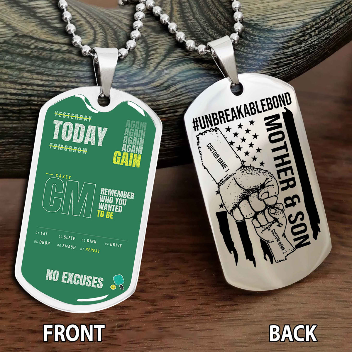 Personalized Double Side Graphic Dog Tag Mom And Son Remember Who You Wanted To Be