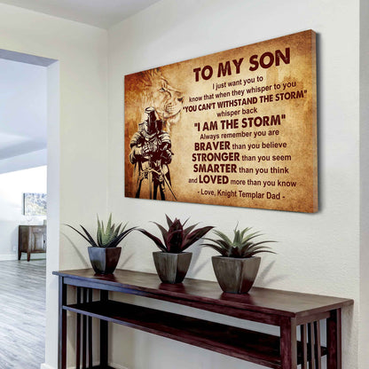 Spartan Poster Canvas Whisper Back I'm The Storm From Dad To Son Gift For Your Son