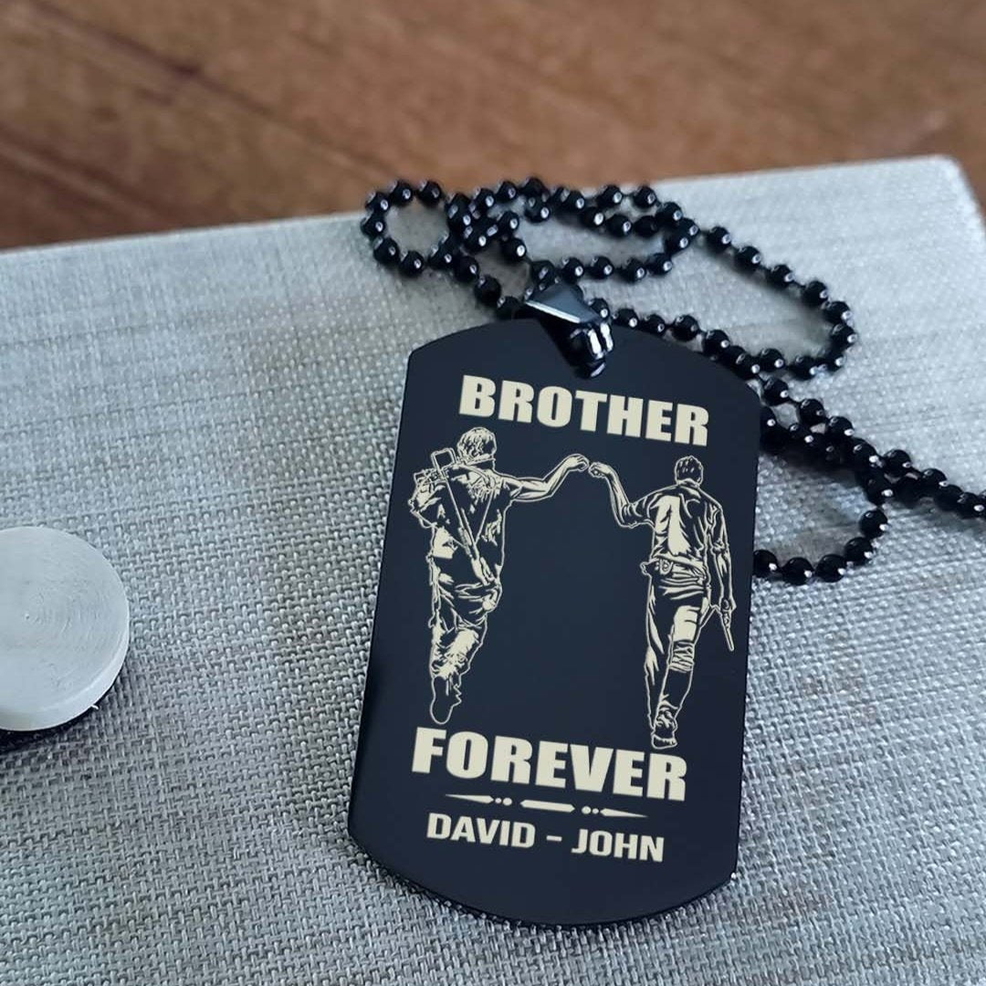 Biker customizable engraved black dog tag double sided gift from brother, brother forever