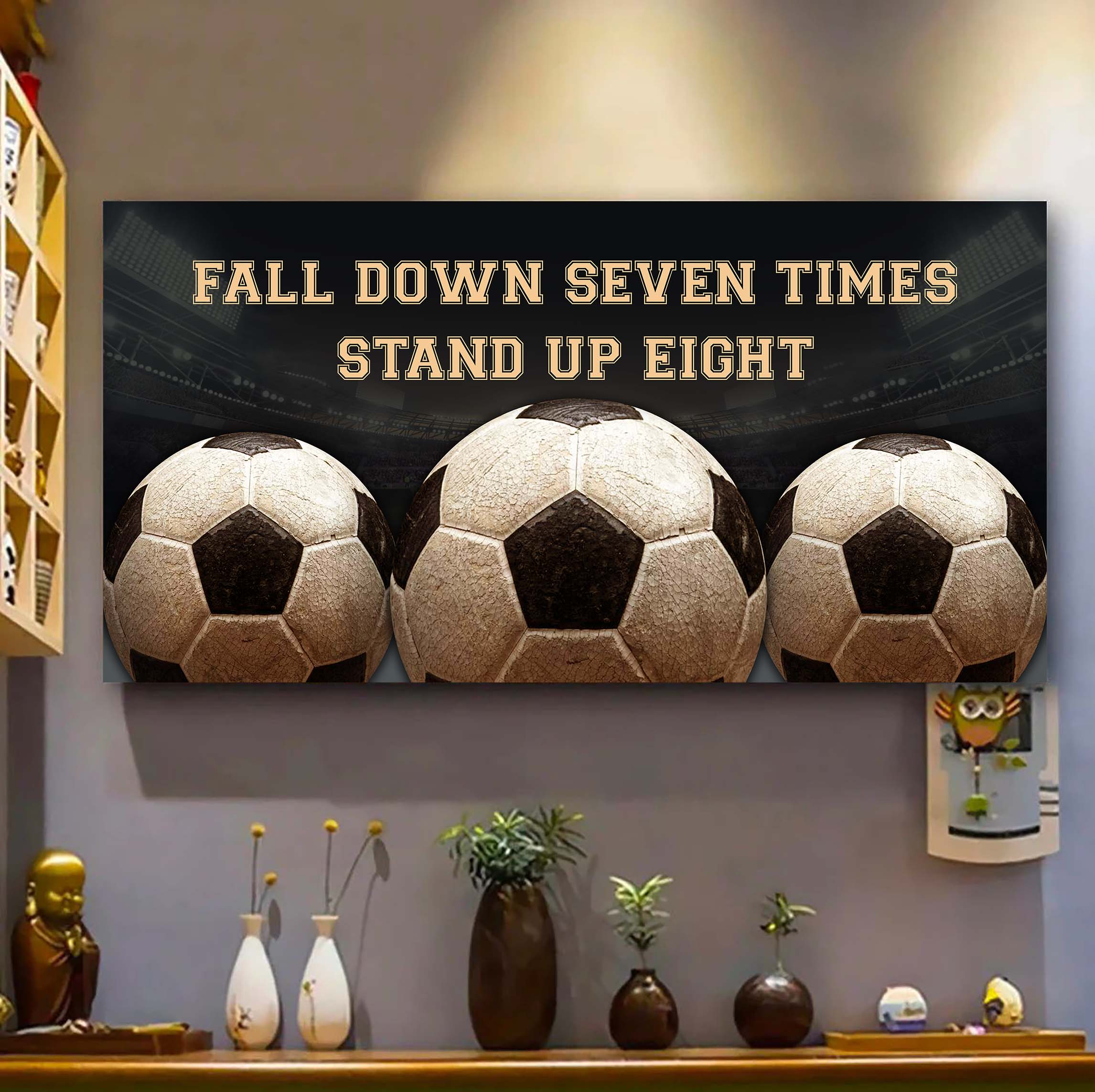 Baseball poster canvas fall down seven times stand up eight