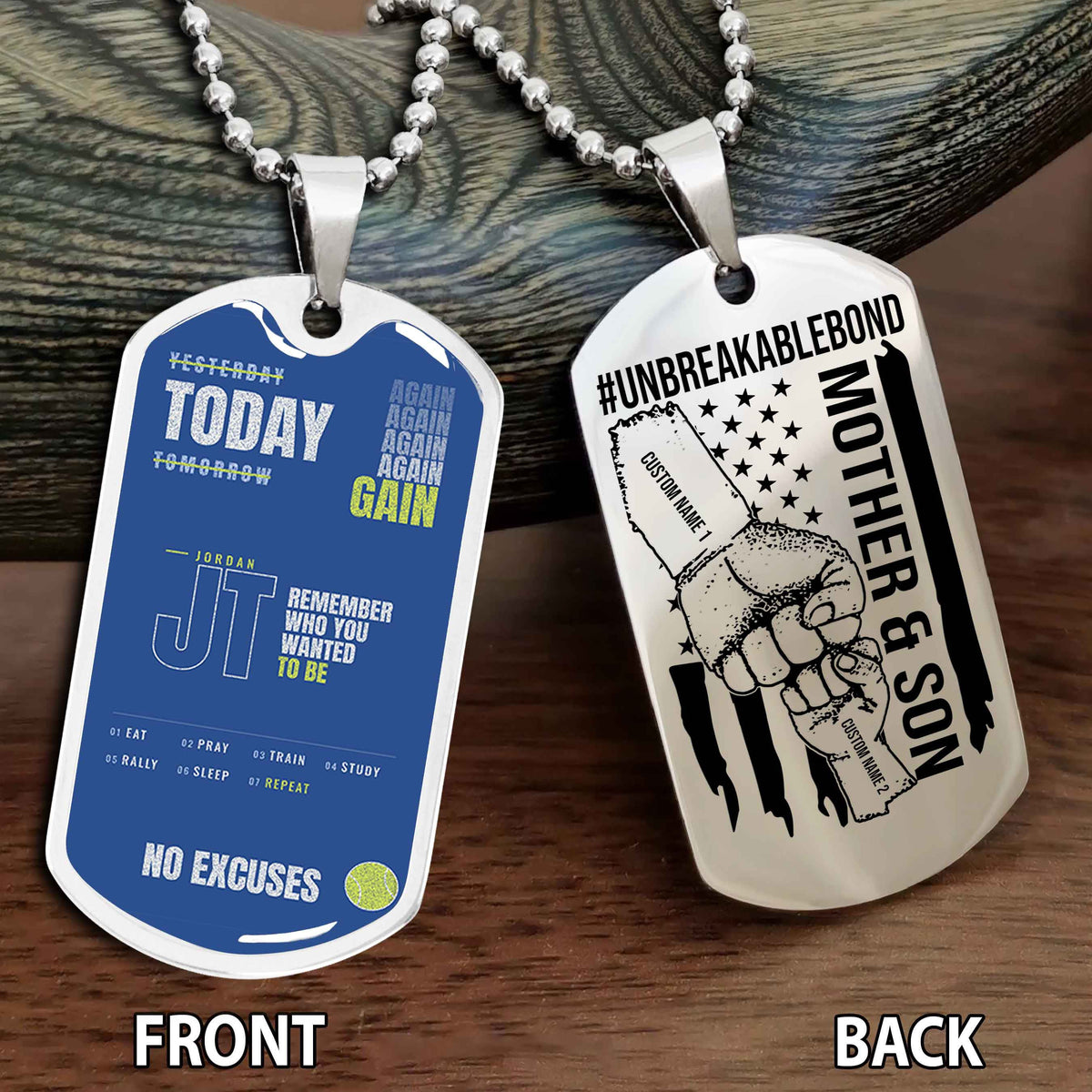 Personalized Double Side Graphic Dog Tag Mom And Son Remember Who You Wanted To Be