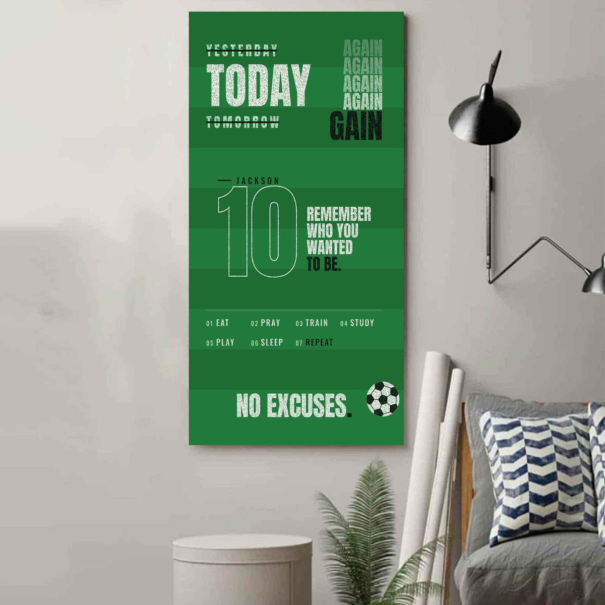 Sport Personalized Poster Canvas Remember Who You Wanted To Be Today Again Again Again Gain