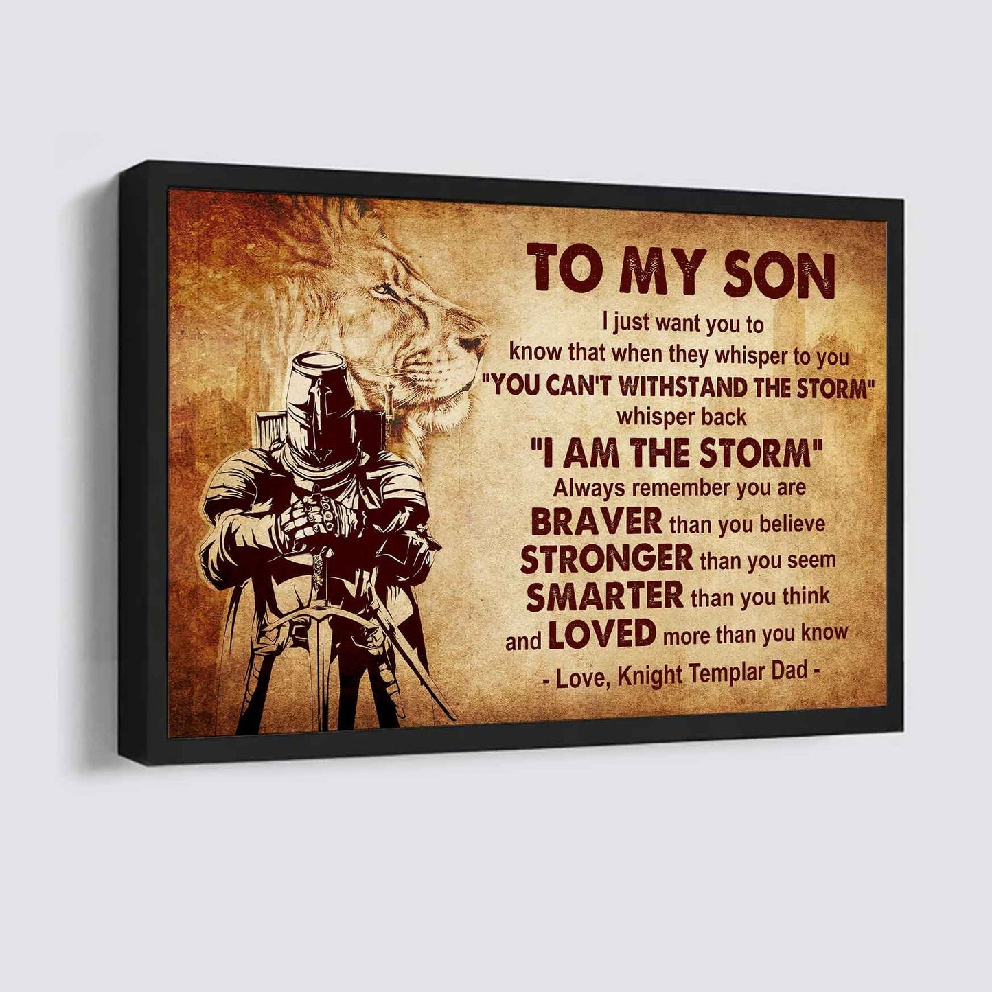 Spartan Poster Canvas Whisper Back I'm The Storm From Dad To Son Gift For Your Son