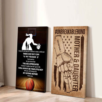 To My Mom From Daughter UnBreakable Bond - 2 Piece Canvas Wall Art - I Know It's Not Easy To Raise