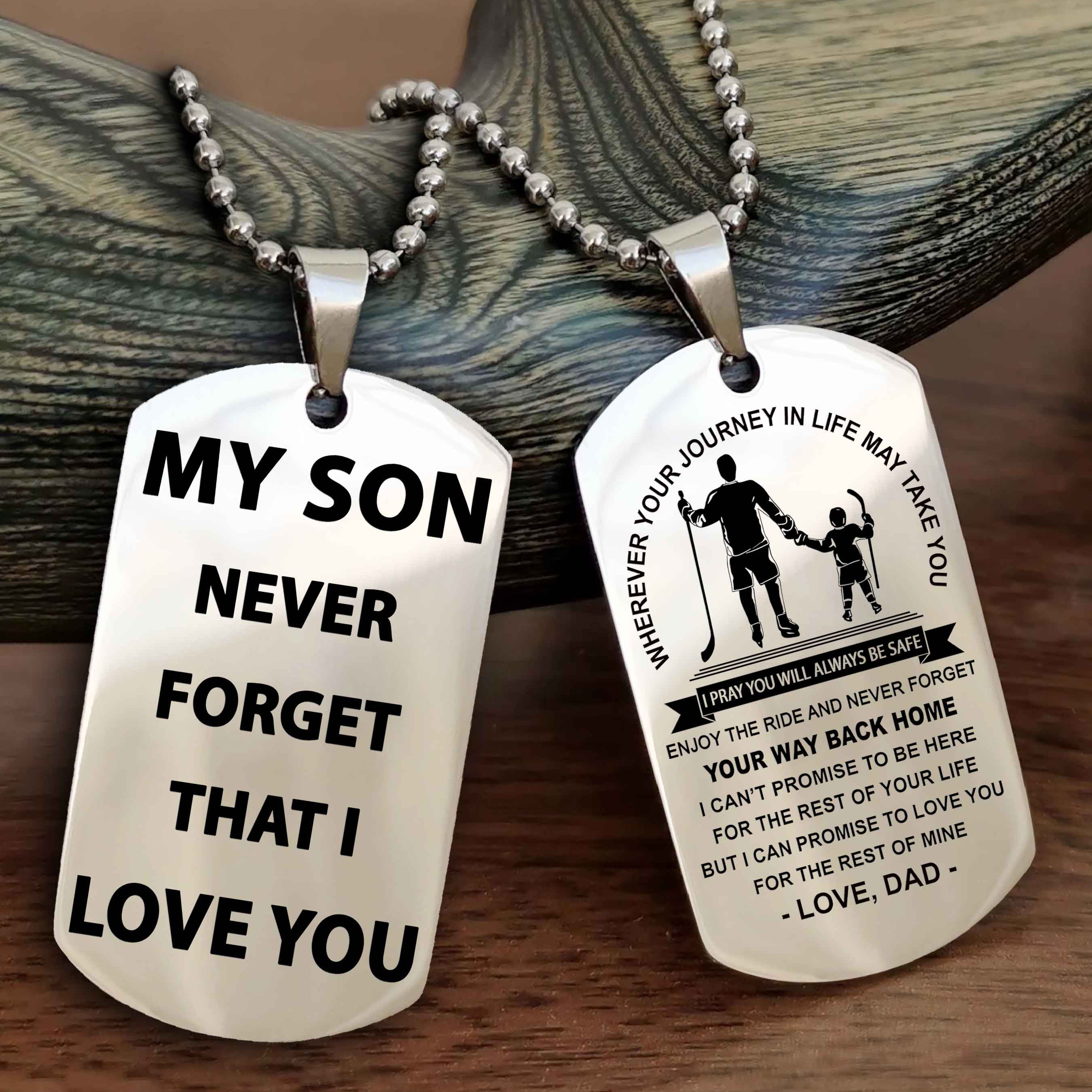 DRB Double Sided Dog Tag To My Son Never Forget That I Love You - Gift For Son Never Forget Your Way Back Home