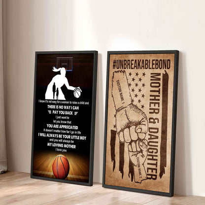 To My Mom From Daughter UnBreakable Bond - 2 Piece Canvas Wall Art - I Know It's Not Easy To Raise