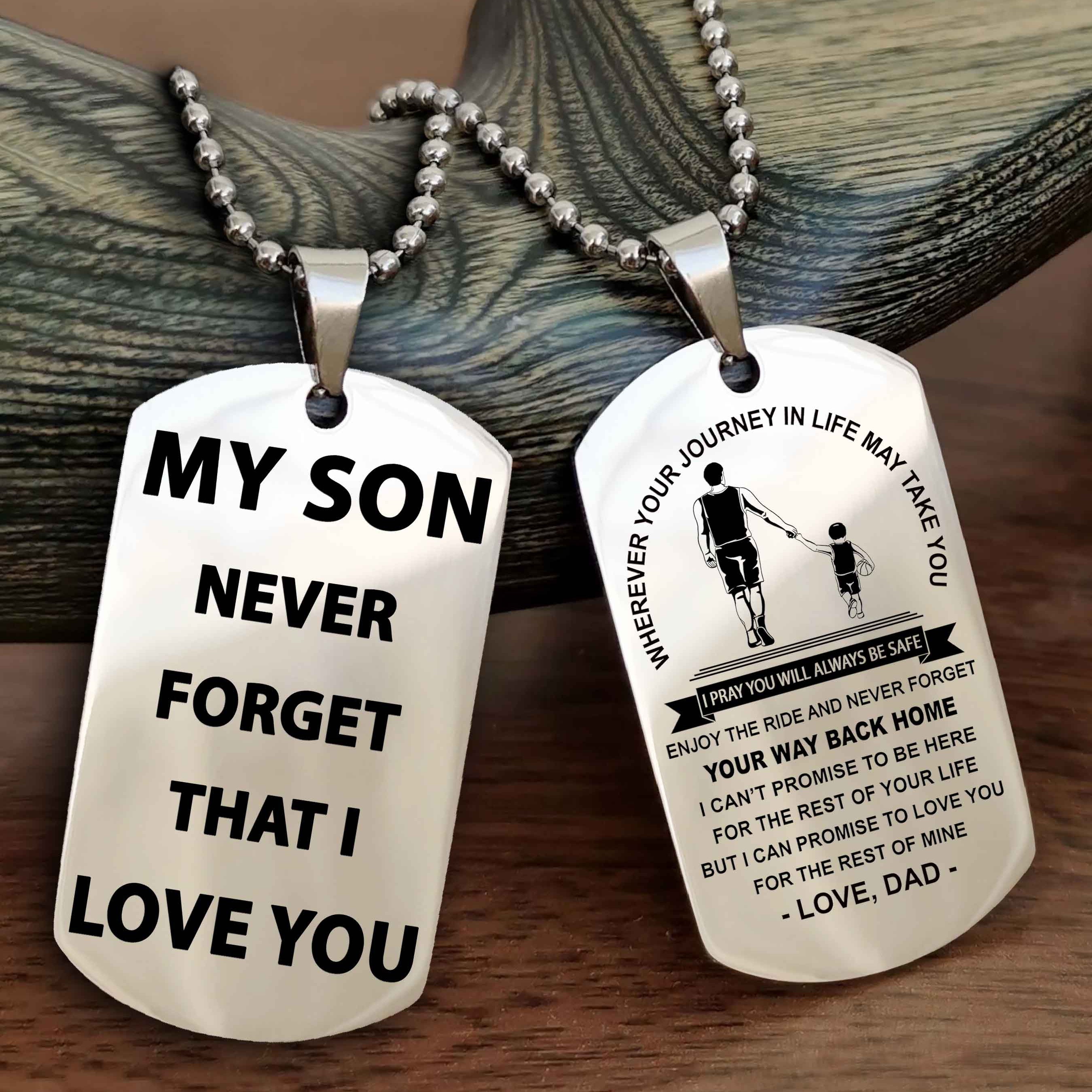 DRB Double Sided Dog Tag To My Son Never Forget That I Love You - Gift For Son Never Forget Your Way Back Home