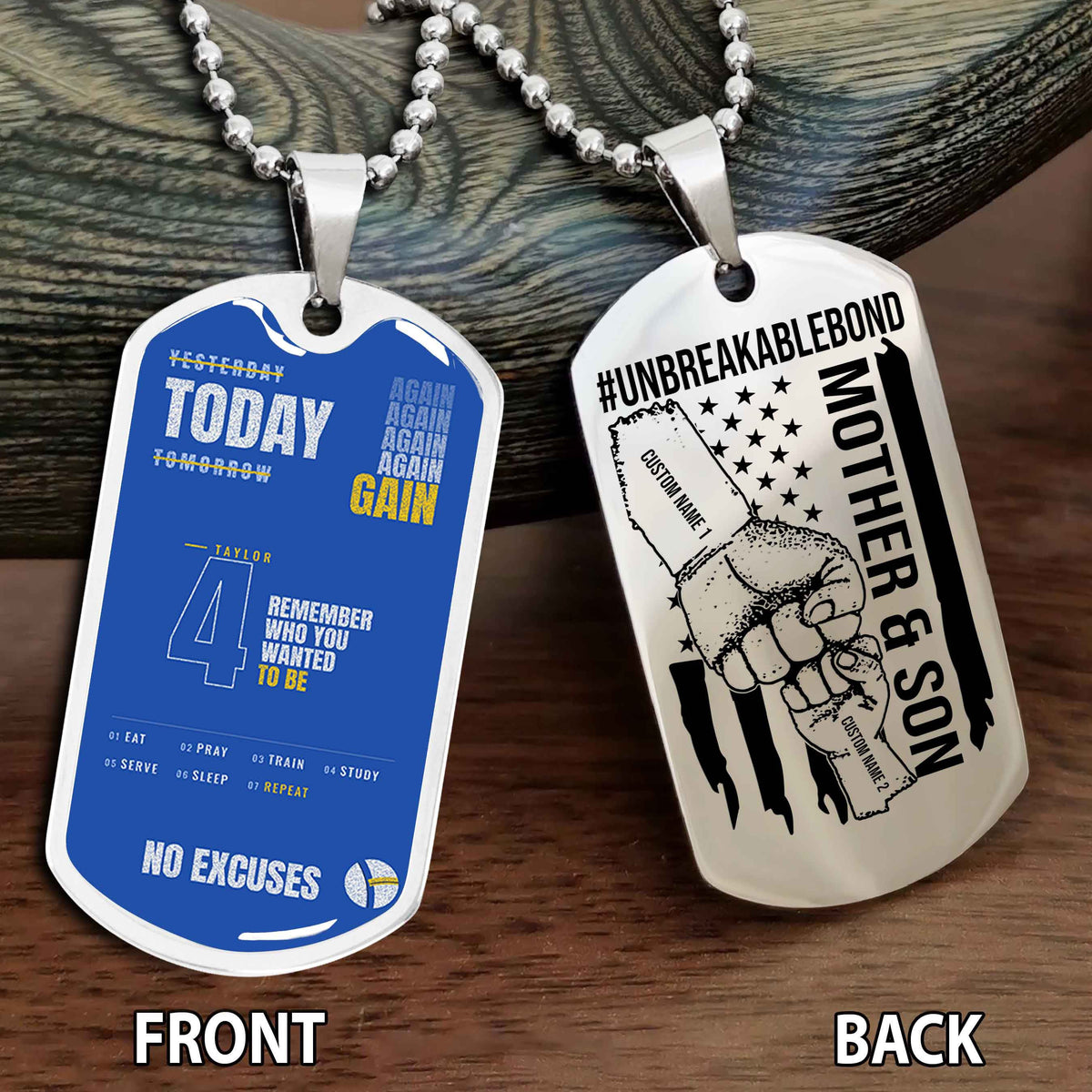 Personalized Double Side Graphic Dog Tag Mom And Son Remember Who You Wanted To Be
