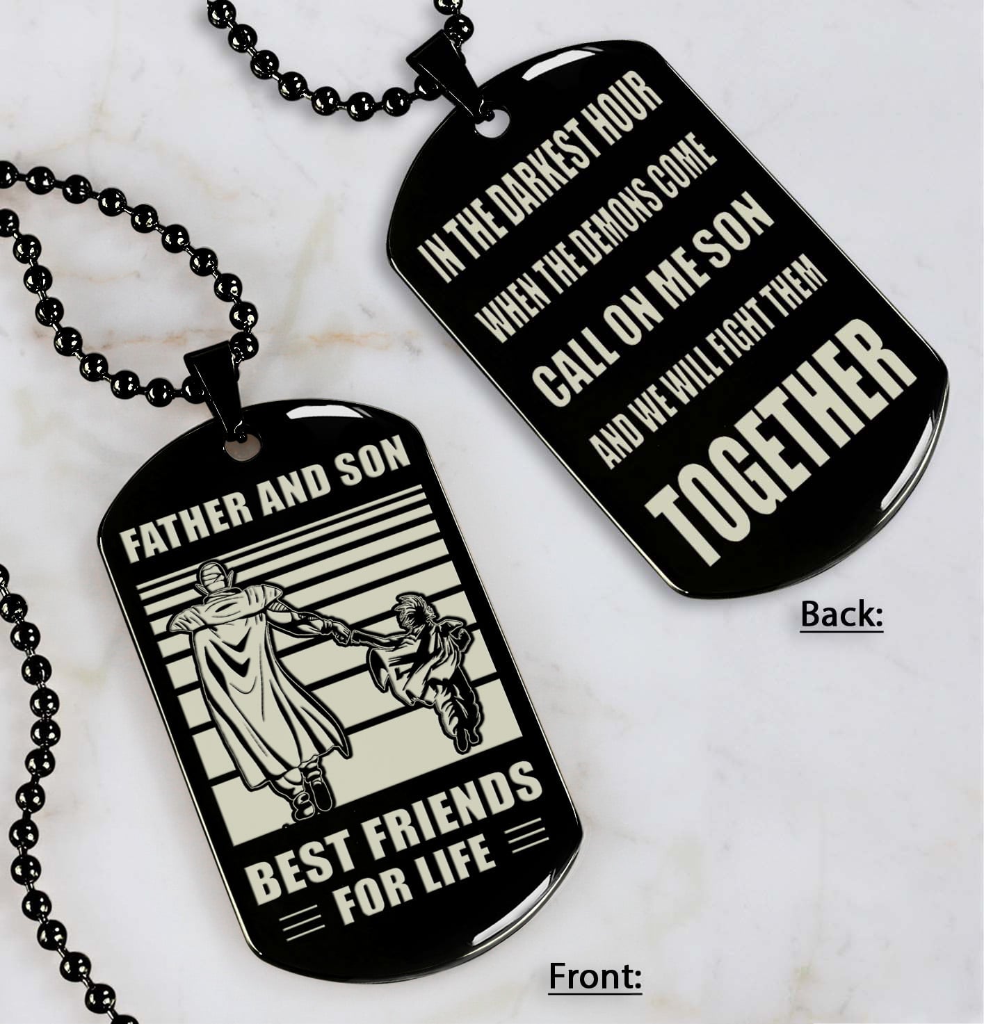 Samurai Personalized Double Sided Dog Tag Call On Me Son And We Will Fight Them Together Gifts For Your Son From Dad