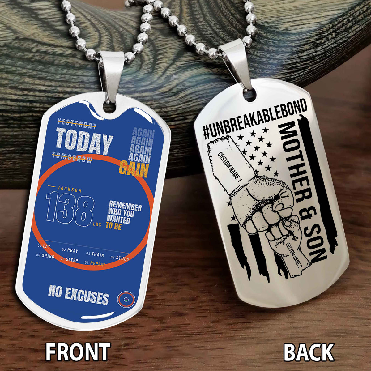 Personalized Double Side Graphic Dog Tag Mom And Son Remember Who You Wanted To Be