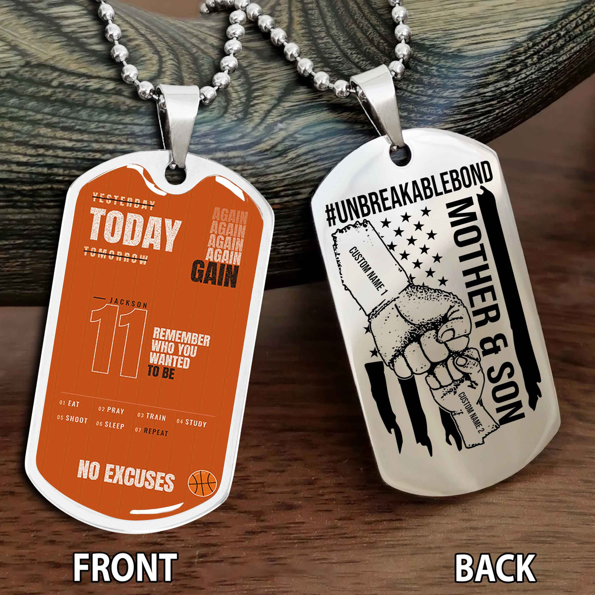 Personalized Double Side Graphic Dog Tag Mom And Son Remember Who You Wanted To Be