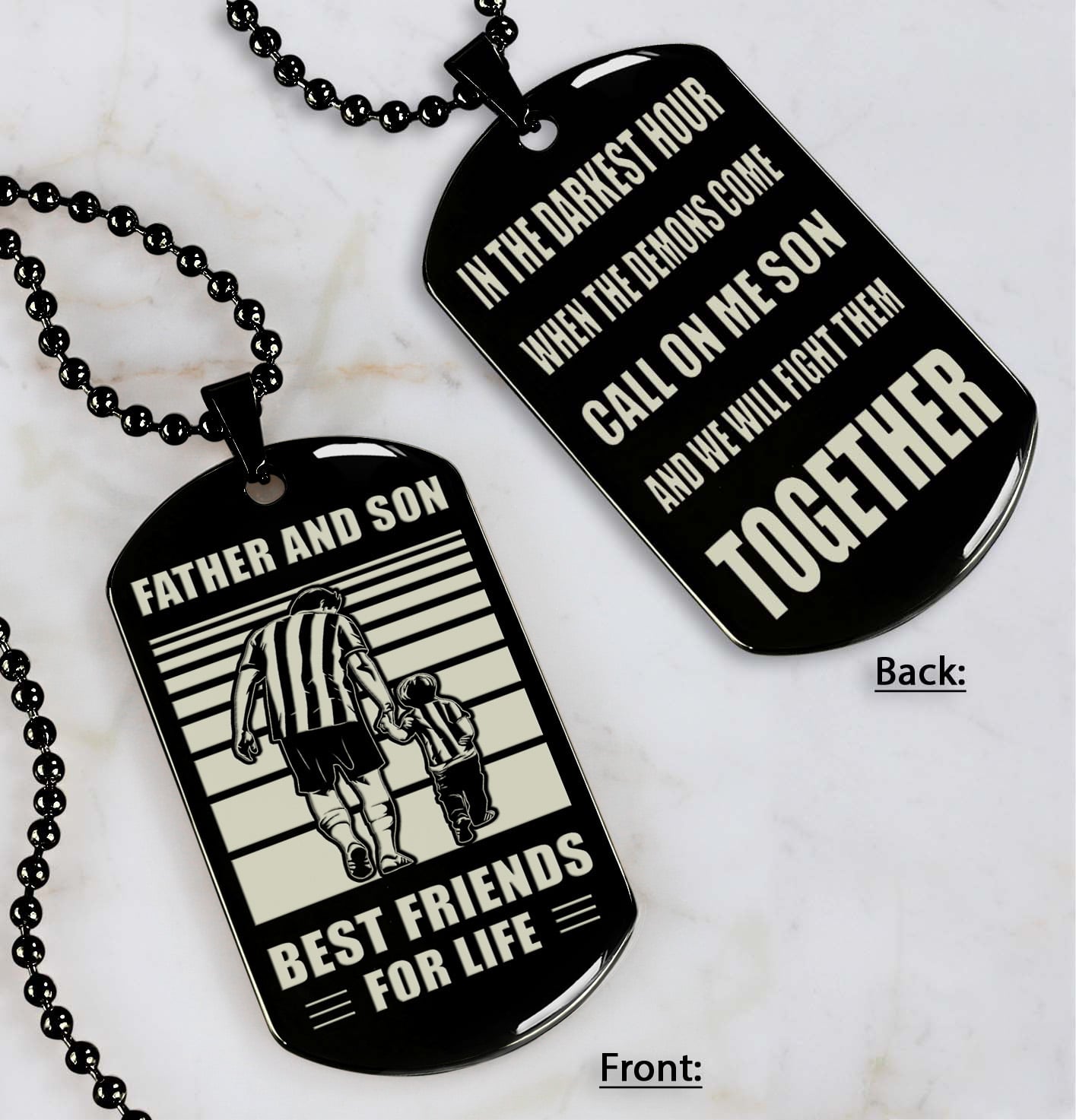 Samurai Personalized Double Sided Dog Tag Call On Me Son And We Will Fight Them Together Gifts For Your Son From Dad