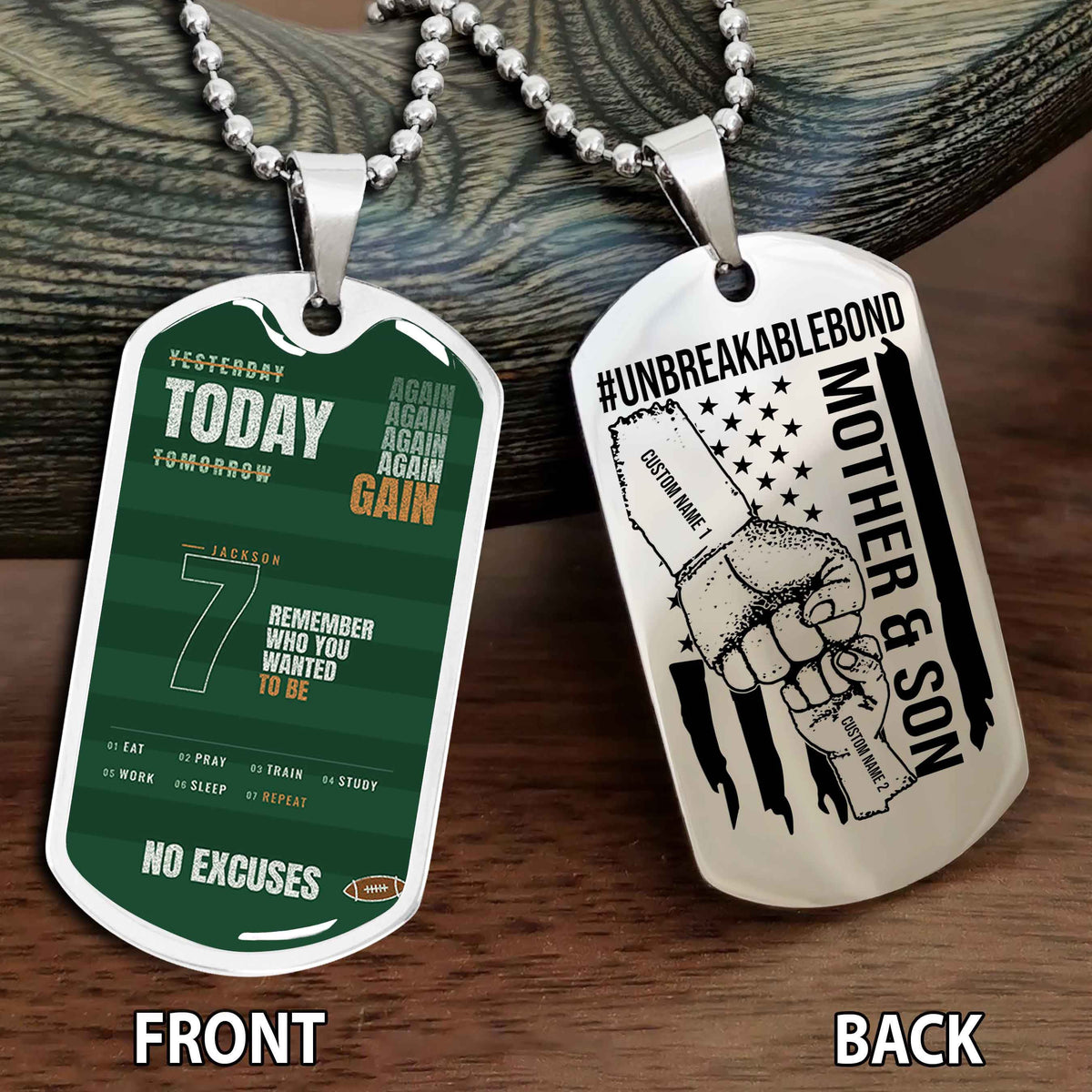 Personalized Double Side Graphic Dog Tag Mom And Son Remember Who You Wanted To Be