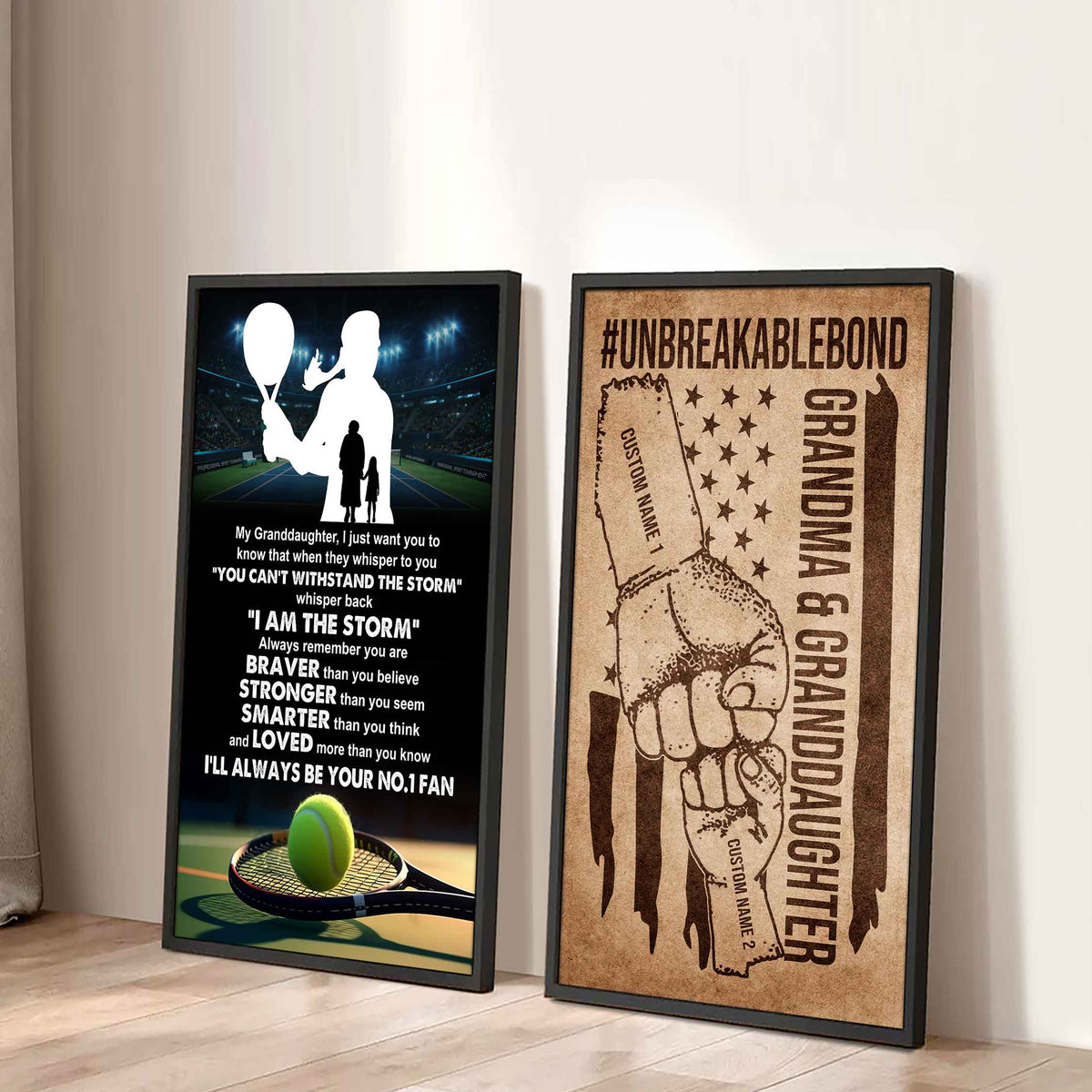 Grandma And Granddaughter UnBreakable Bond - 2 Piece Canvas Wall Art - Whisper Back I'm The Storm