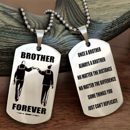 Cowboy Customizable engraved dog tag double sided gift from brother - Brother Forever Once A Brother Always A Brother
