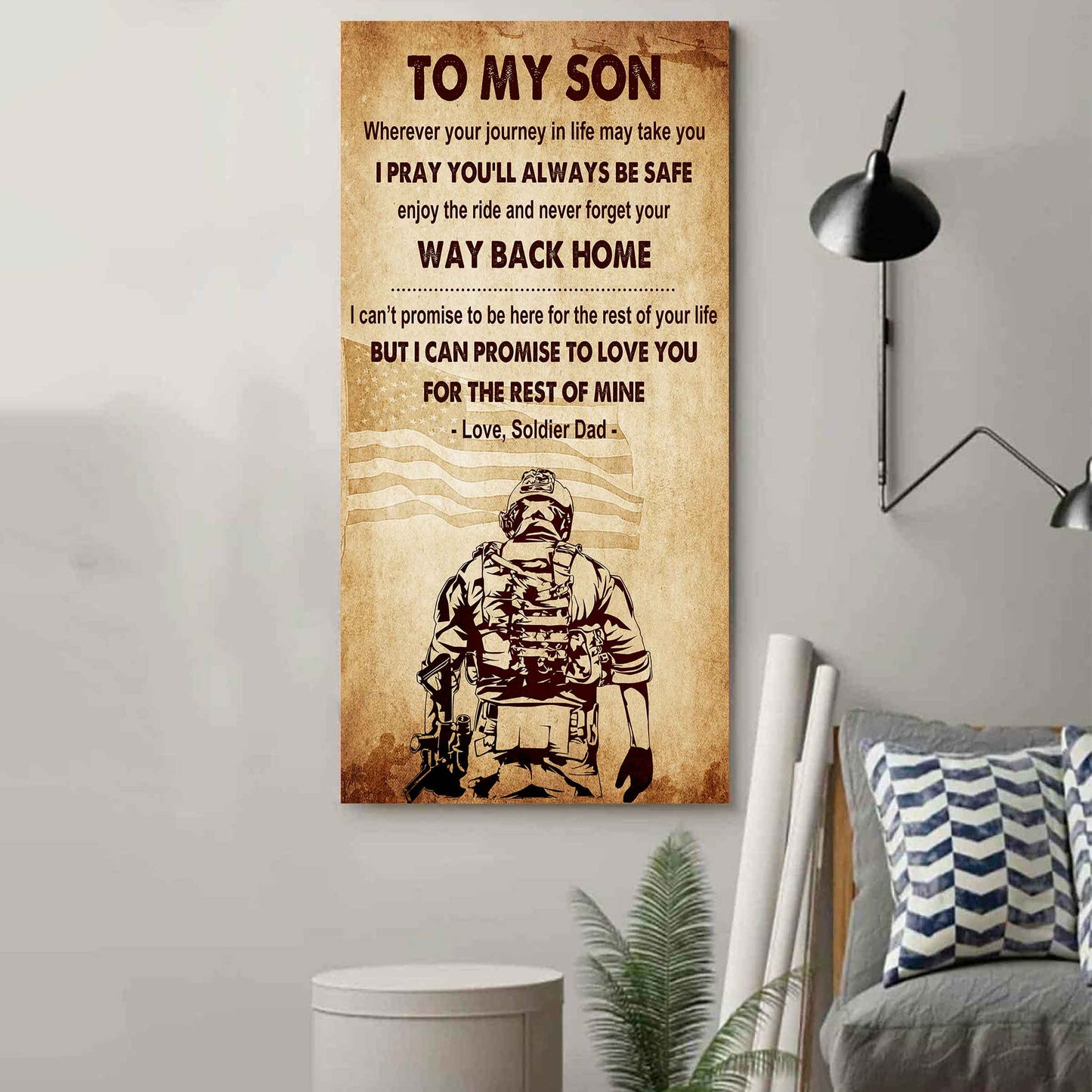Warrior To My Son Never Forget Your Way Back Home Poster Canvas Motivation Canvas Gift For Your Son