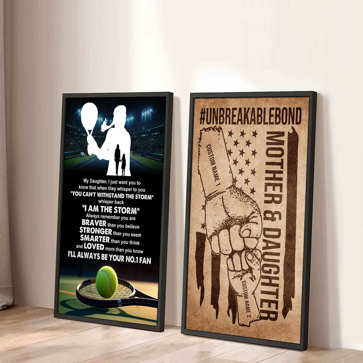 Mother And Daughter UnBreakable Bond - 2 Piece Canvas Wall Art - Whisper Back I'm The Storm