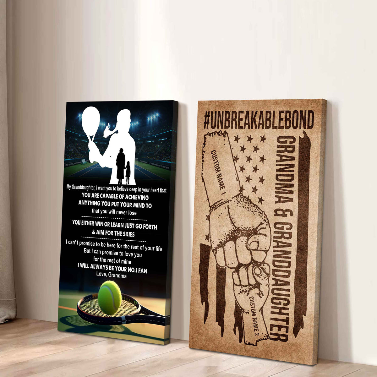 Grandma And Granddaughter UnBreakable Bond - 2 Piece Canvas Wall Art - You Will Never Lose You Either Win Or Learn