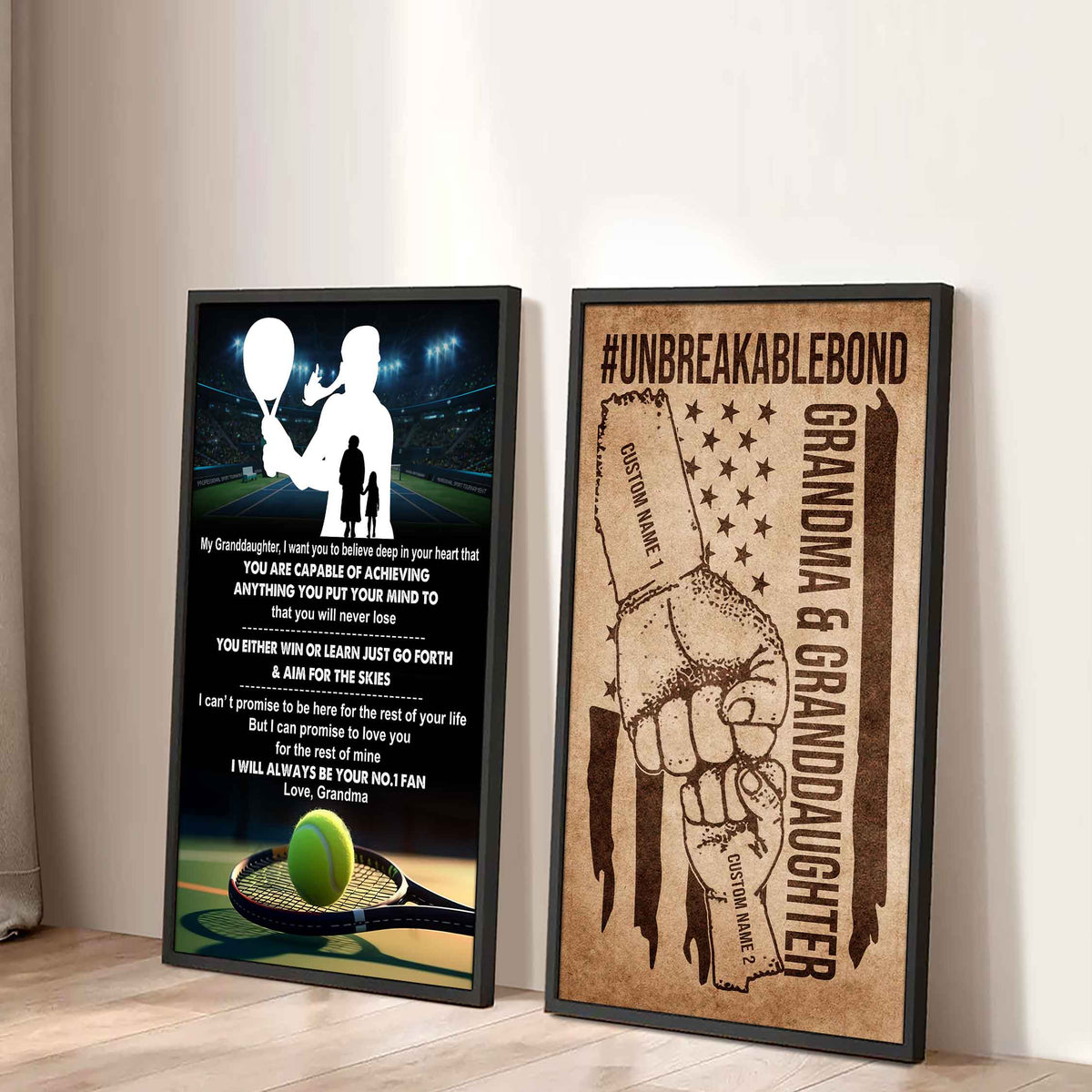 Grandma And Granddaughter UnBreakable Bond - 2 Piece Canvas Wall Art - You Will Never Lose You Either Win Or Learn