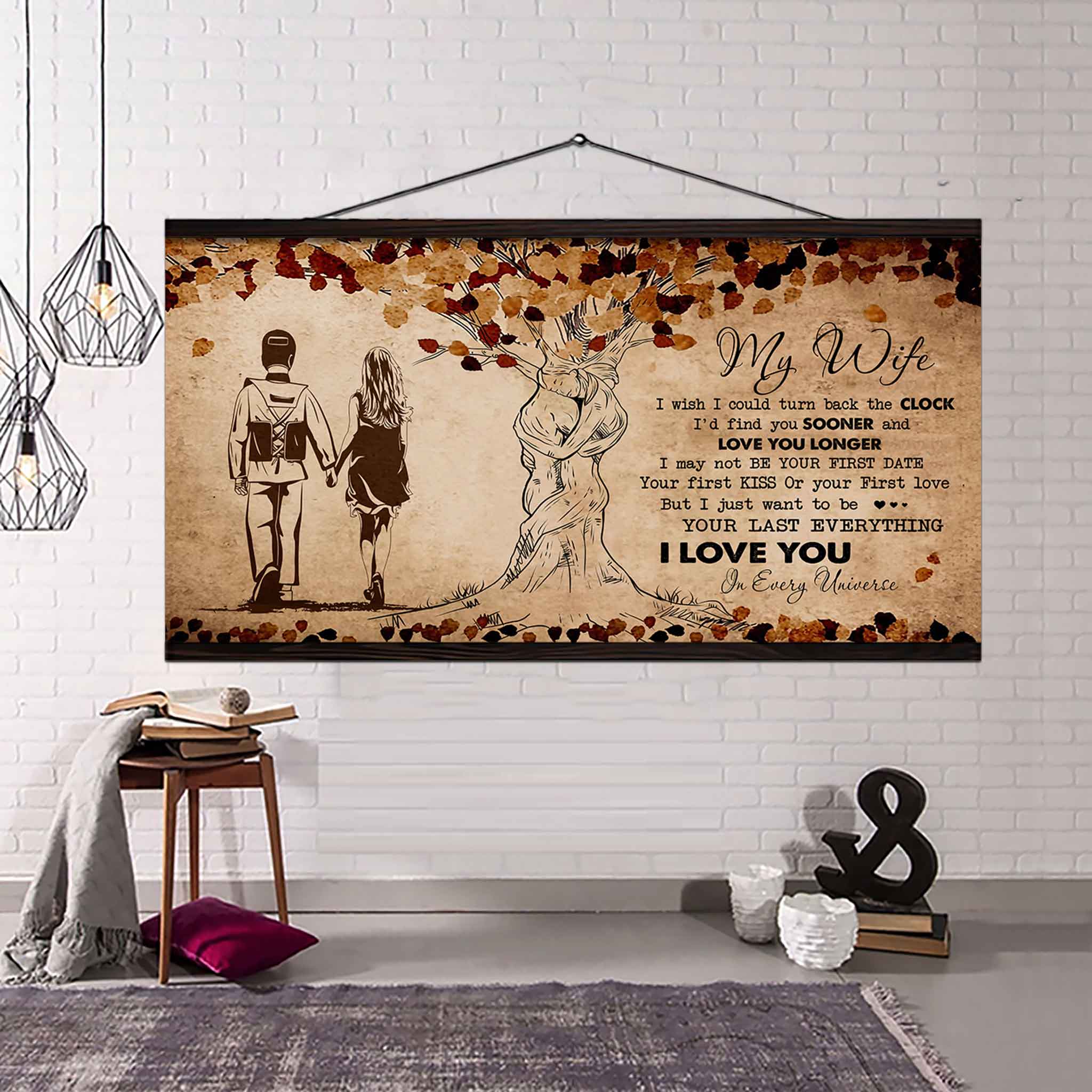 American Football Poster Canvas To My Wife I Wish I Could Turn Back The Clock - I Love You In Every Universe