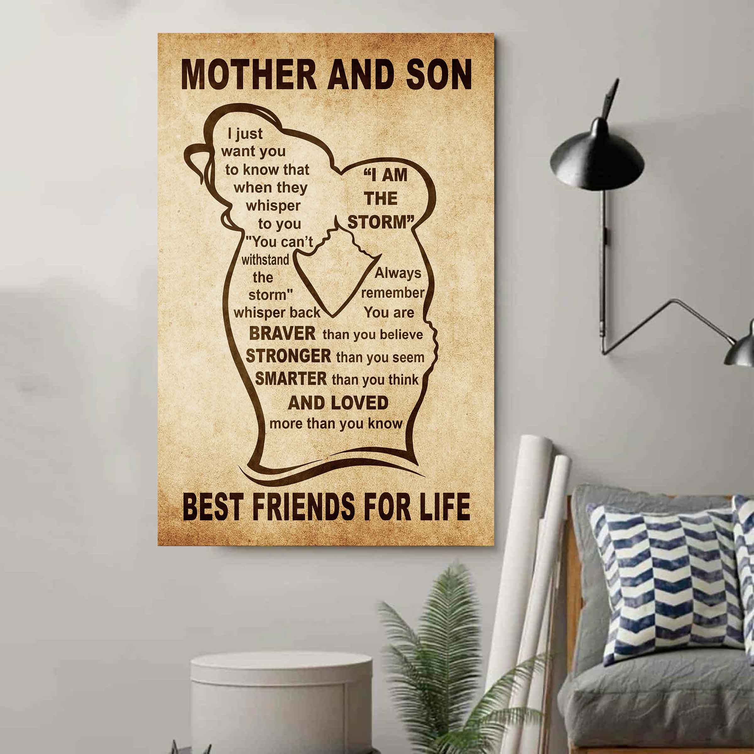 Personalized Family Poster Canvas Mother And Son Best Friend For Life Gift From Mom Gift For Your Son With Motivational Message