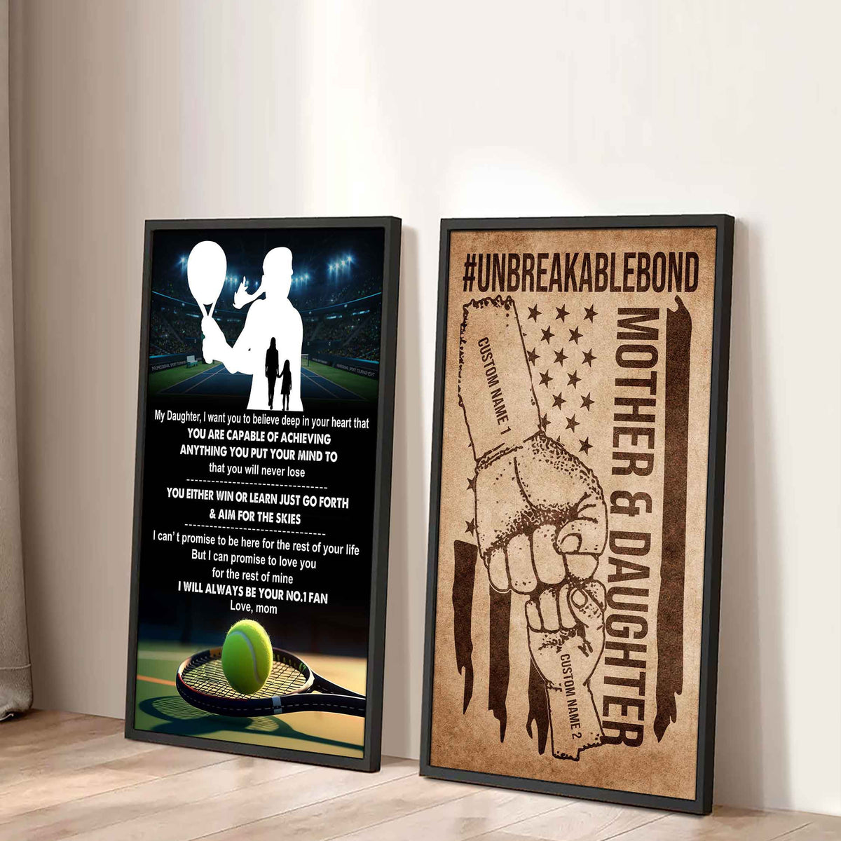 Mother And Daughter UnBreakable Bond - 2 Piece Canvas Wall Art - You Will Never Lose You Either Win Or Learn