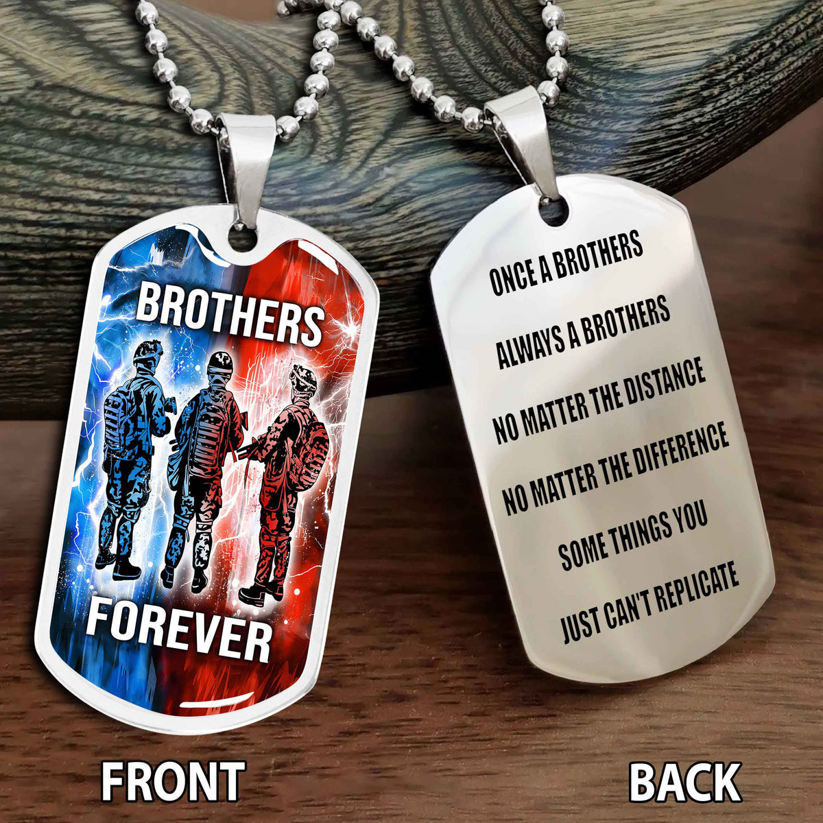 Personalized Double Side Graphic Dog Tag Gift For Brother Once A Soldier Always A Soldier