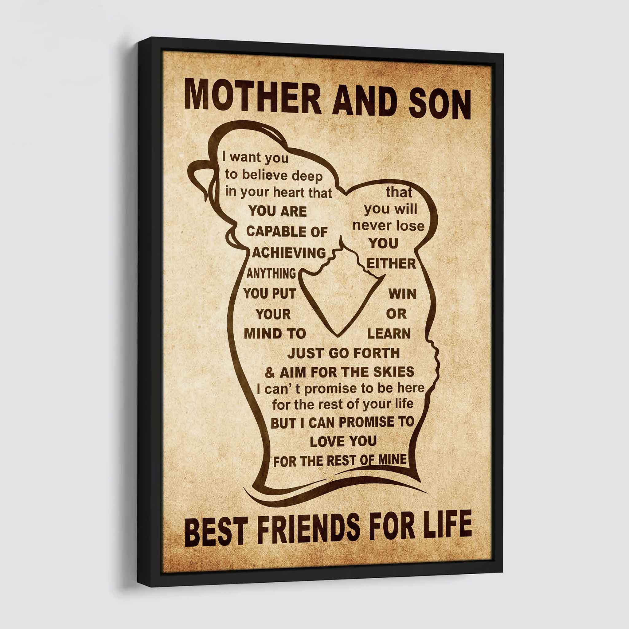 Personalized Family Poster Canvas Mother And Son Best Friend For Life Gift From Mom Gift For Your Son With Motivational Message