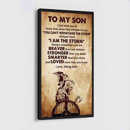 Warrior To My Son Whisper Back I'm The Storm Poster Canvas Motivation Canvas Gift For Your Son