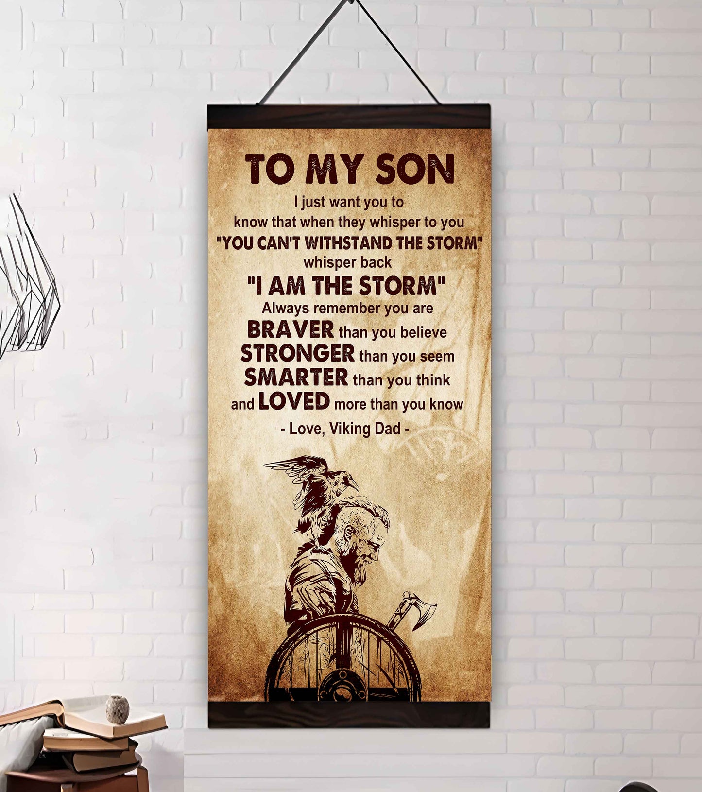 Warrior To My Son Whisper Back I'm The Storm Poster Canvas Motivation Canvas Gift For Your Son