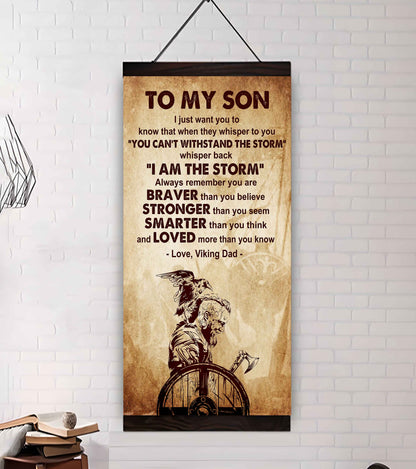 Warrior To My Son Whisper Back I'm The Storm Poster Canvas Motivation Canvas Gift For Your Son