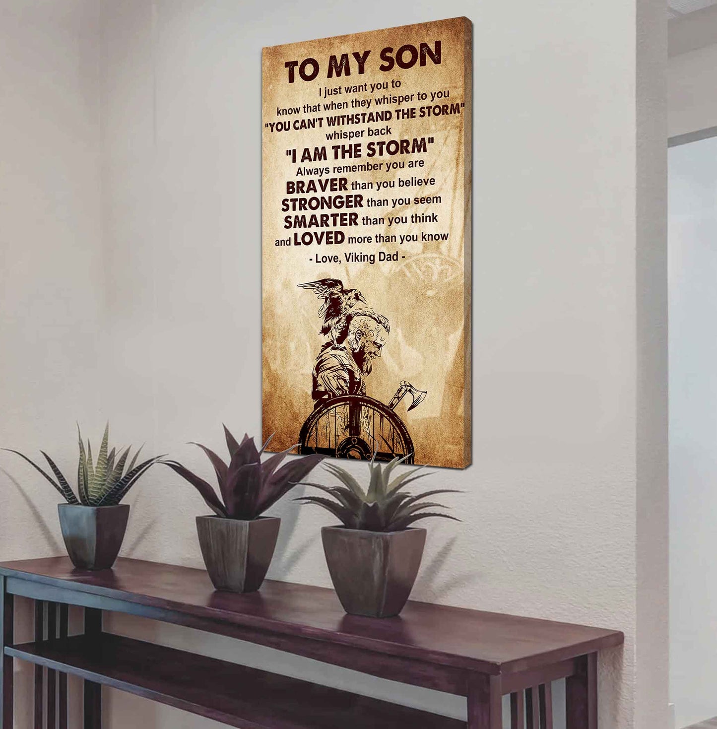 Warrior To My Son Whisper Back I'm The Storm Poster Canvas Motivation Canvas Gift For Your Son