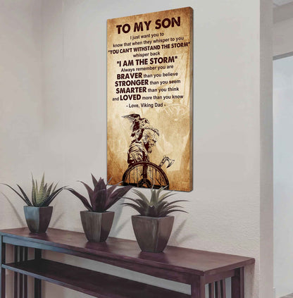Warrior To My Son Whisper Back I'm The Storm Poster Canvas Motivation Canvas Gift For Your Son