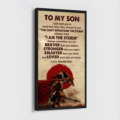 Warrior To My Son Whisper Back I'm The Storm Poster Canvas Motivation Canvas Gift For Your Son