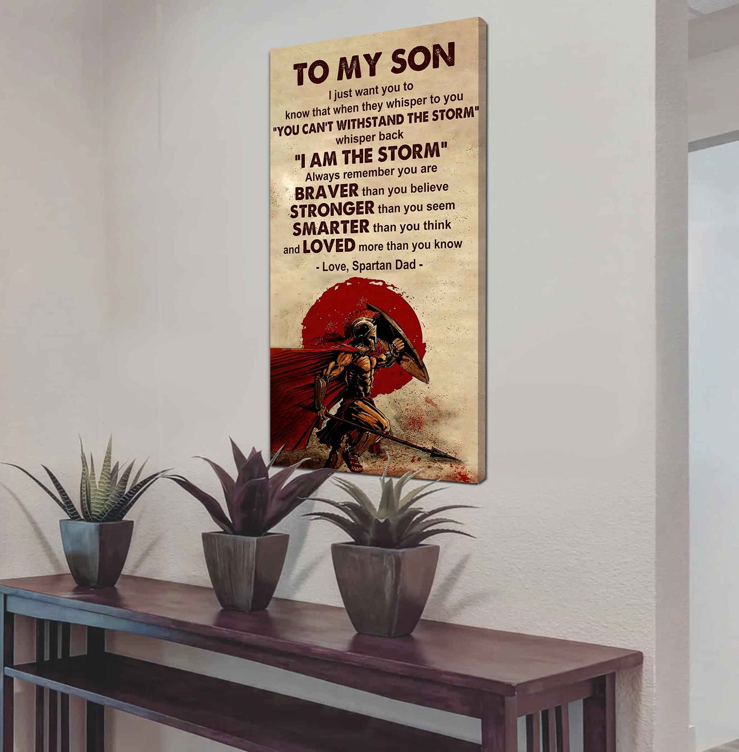 Warrior To My Son Whisper Back I'm The Storm Poster Canvas Motivation Canvas Gift For Your Son