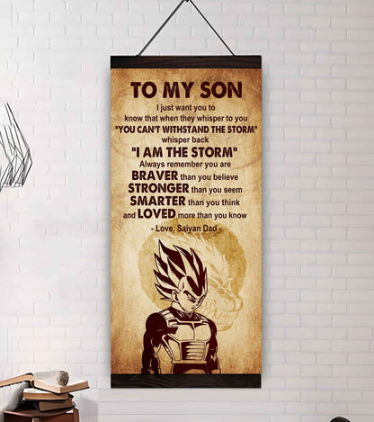 Warrior To My Son Whisper Back I'm The Storm Poster Canvas Motivation Canvas Gift For Your Son