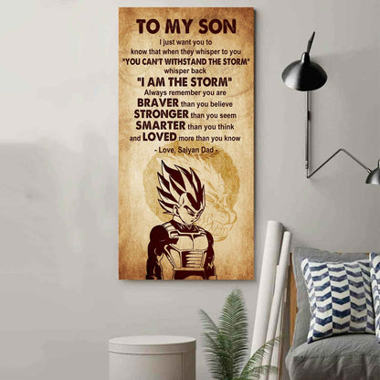 Warrior To My Son Whisper Back I'm The Storm Poster Canvas Motivation Canvas Gift For Your Son