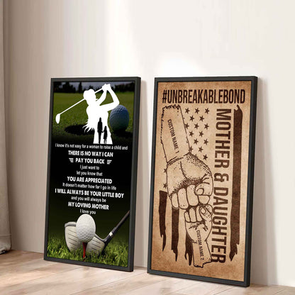 To My Mom From Daughter UnBreakable Bond - 2 Piece Canvas Wall Art - I Know It's Not Easy To Raise