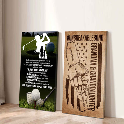Grandma And Granddaughter UnBreakable Bond - 2 Piece Canvas Wall Art - Whisper Back I'm The Storm