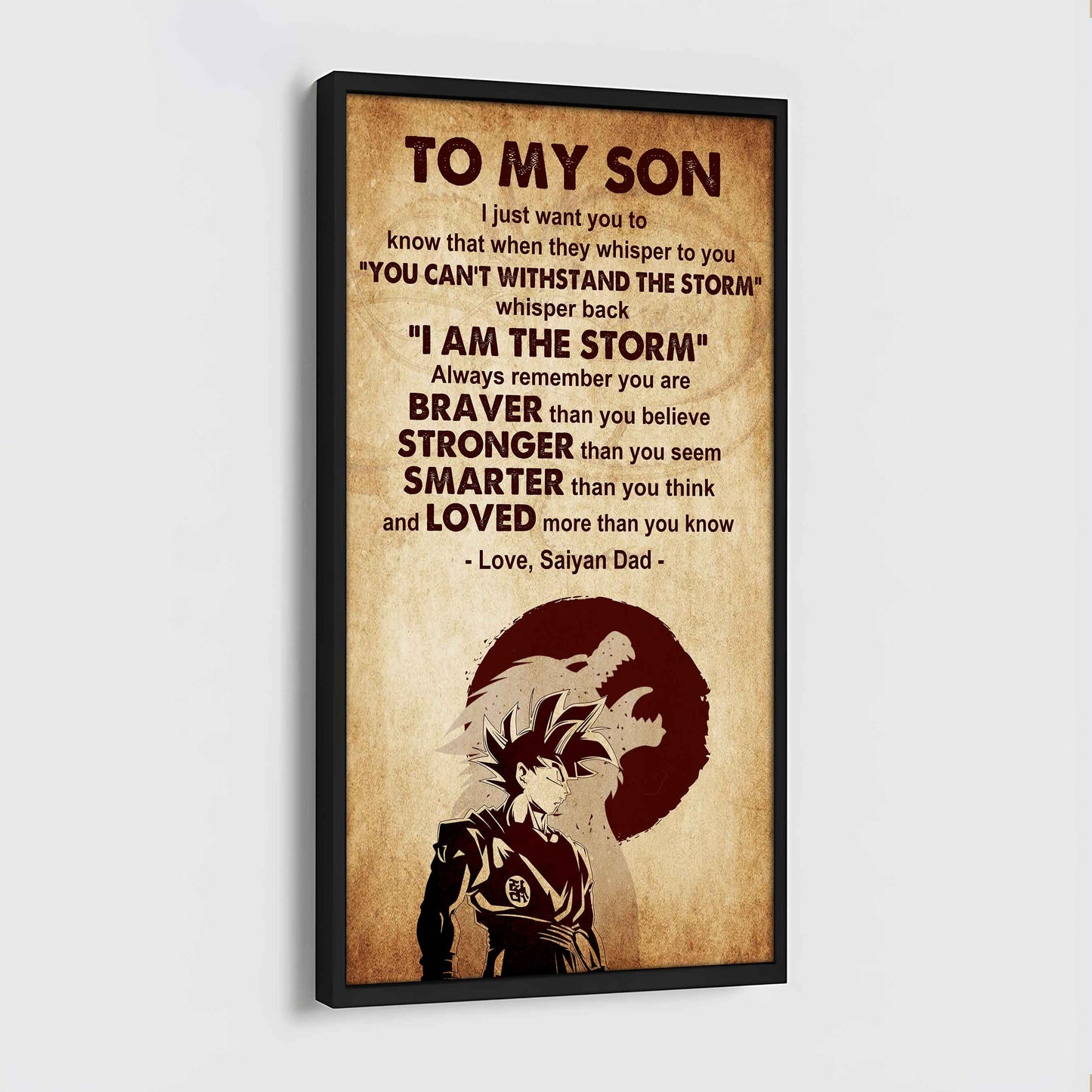 Warrior To My Son Whisper Back I'm The Storm Poster Canvas Motivation Canvas Gift For Your Son