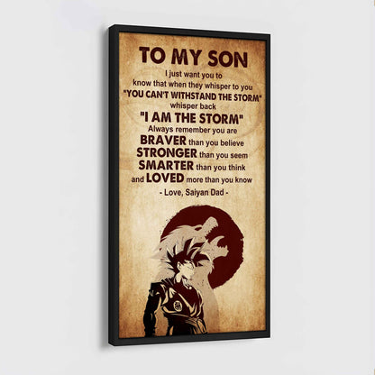 Warrior To My Son Whisper Back I'm The Storm Poster Canvas Motivation Canvas Gift For Your Son