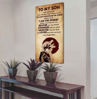 Warrior To My Son Whisper Back I'm The Storm Poster Canvas Motivation Canvas Gift For Your Son