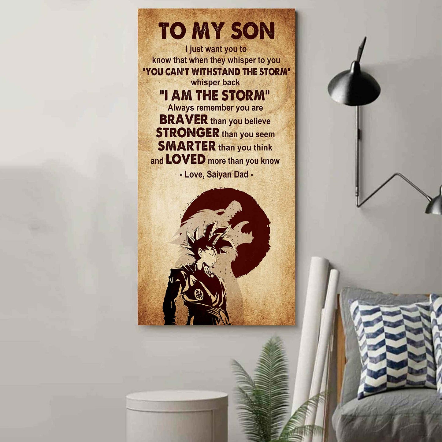 Warrior To My Son Whisper Back I'm The Storm Poster Canvas Motivation Canvas Gift For Your Son