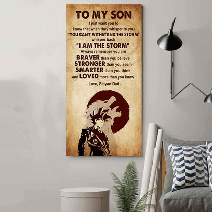 Warrior To My Son Whisper Back I'm The Storm Poster Canvas Motivation Canvas Gift For Your Son
