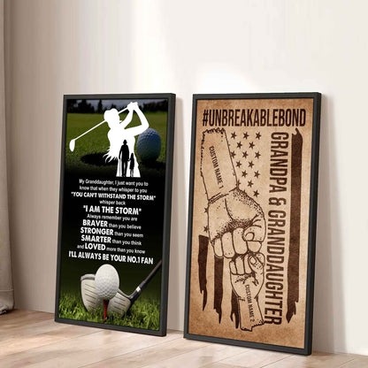 Grandpa And Granddaughter UnBreakable Bond - 2 Piece Canvas Wall Art - Whisper Back I'm The Storm