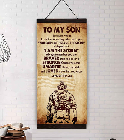 Warrior To My Son Whisper Back I'm The Storm Poster Canvas Motivation Canvas Gift For Your Son