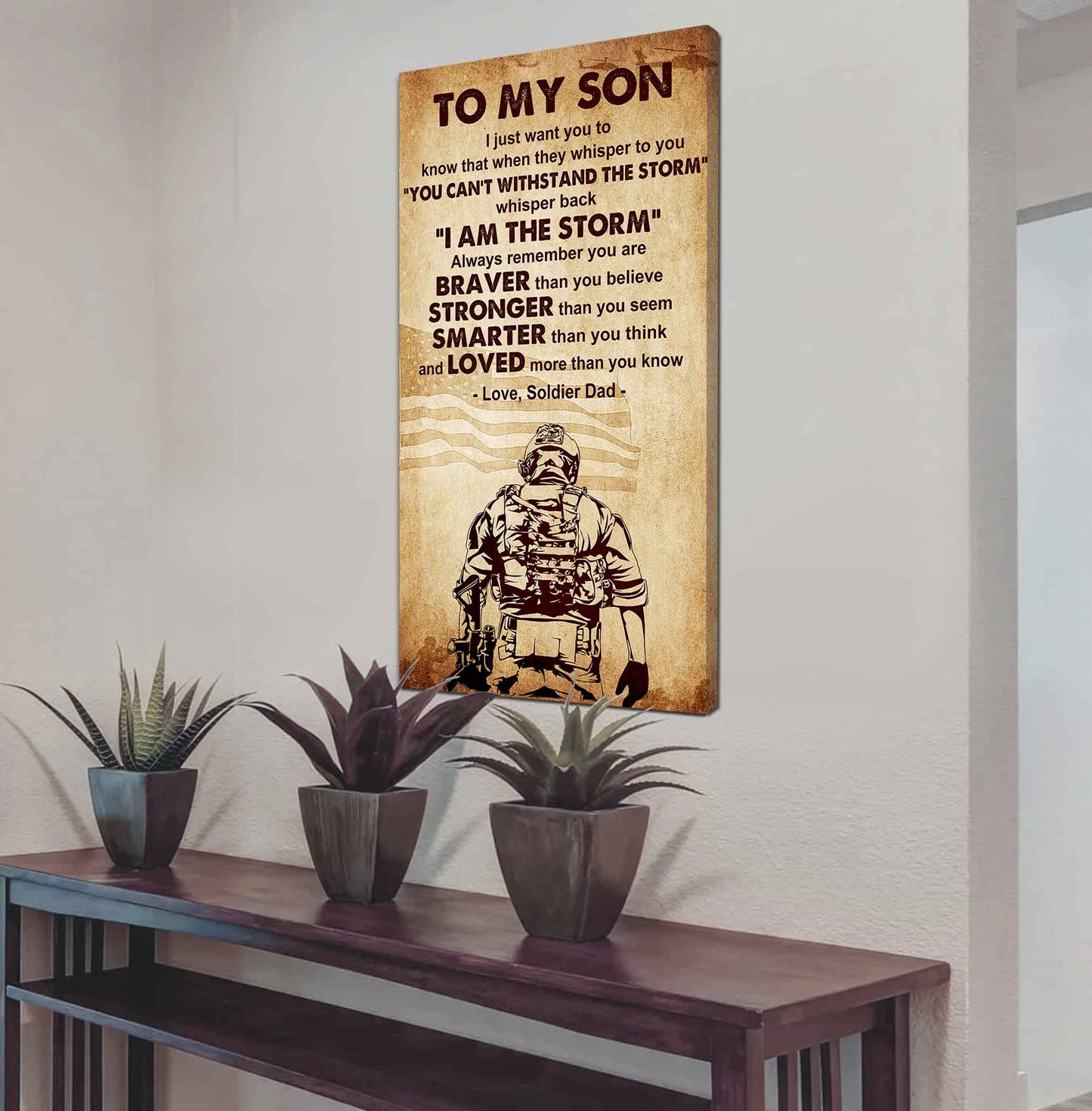 Warrior To My Son Whisper Back I'm The Storm Poster Canvas Motivation Canvas Gift For Your Son