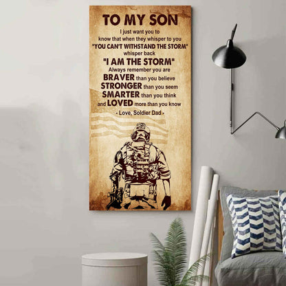 Warrior To My Son Whisper Back I'm The Storm Poster Canvas Motivation Canvas Gift For Your Son