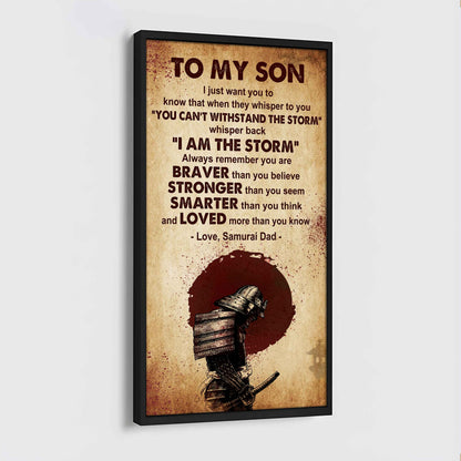 Warrior To My Son Whisper Back I'm The Storm Poster Canvas Motivation Canvas Gift For Your Son