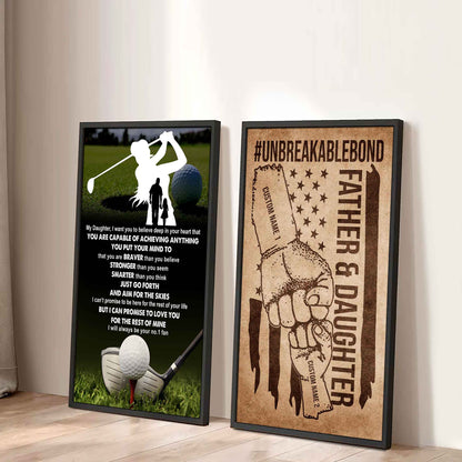 Father And Daughter UnBreakable Bond - 2 Piece Canvas Wall Art - That You Are Braver Than You Believe And Loved More Than You Know